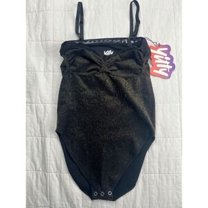 Yitty Nearly Naked Luxe Strapless Bodysuit Black Gold Sparkle XL XXL